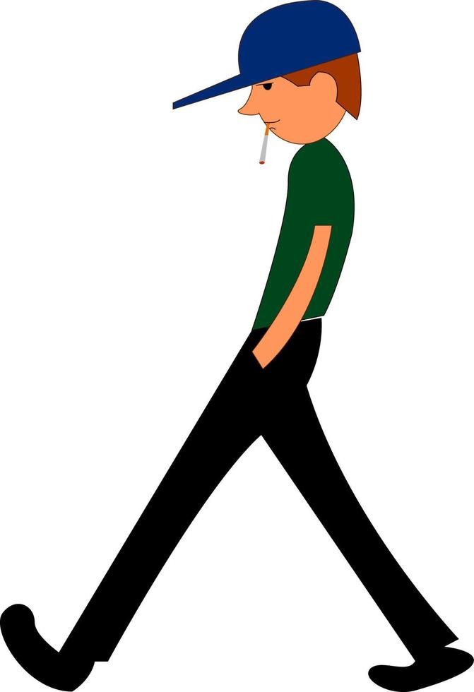 Young boy with cigarette vector or color illustration
