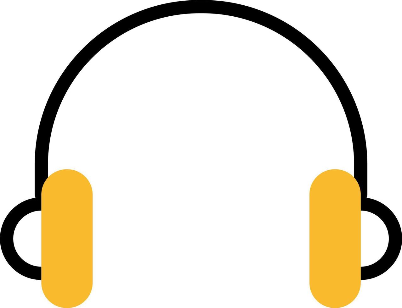 Yellow music headphones, illustration, vector on a white background.