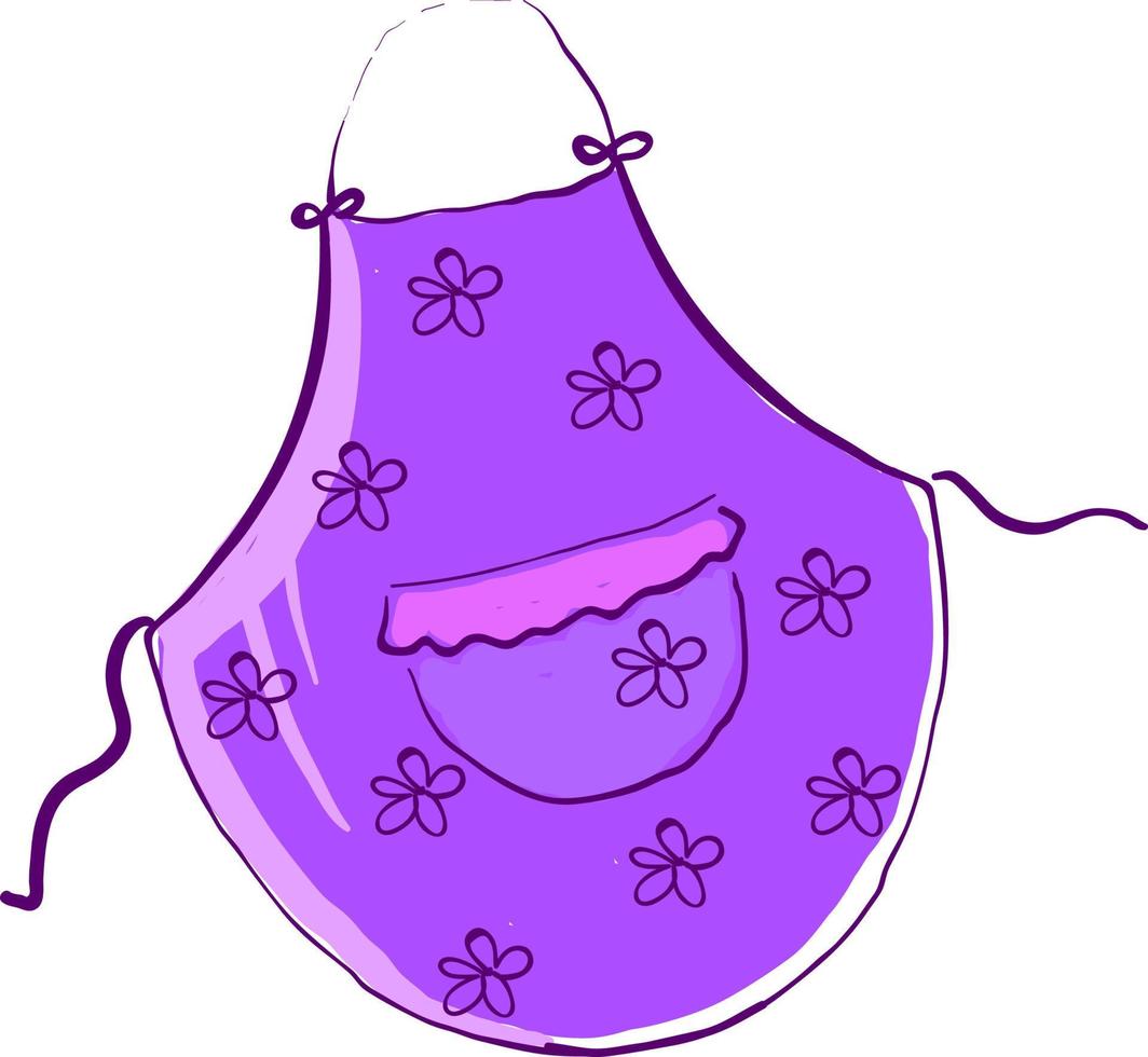 Purple apron, illustration, vector on white background.