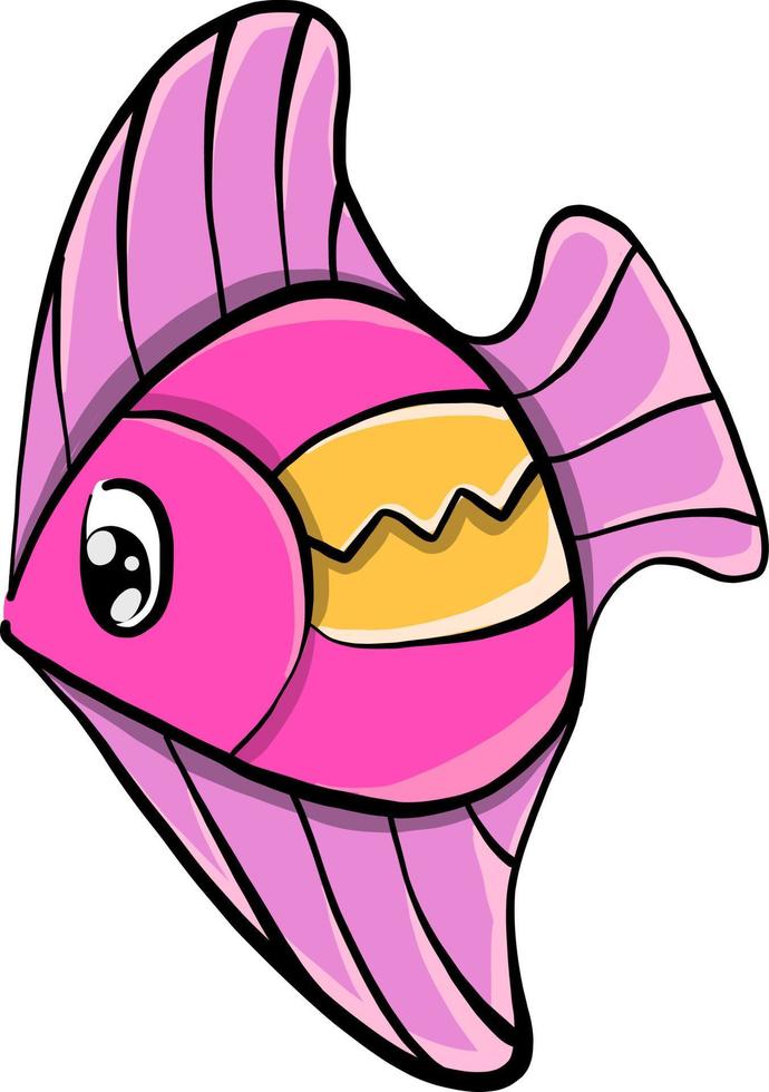 Pink fish, illustration, vector on white background.