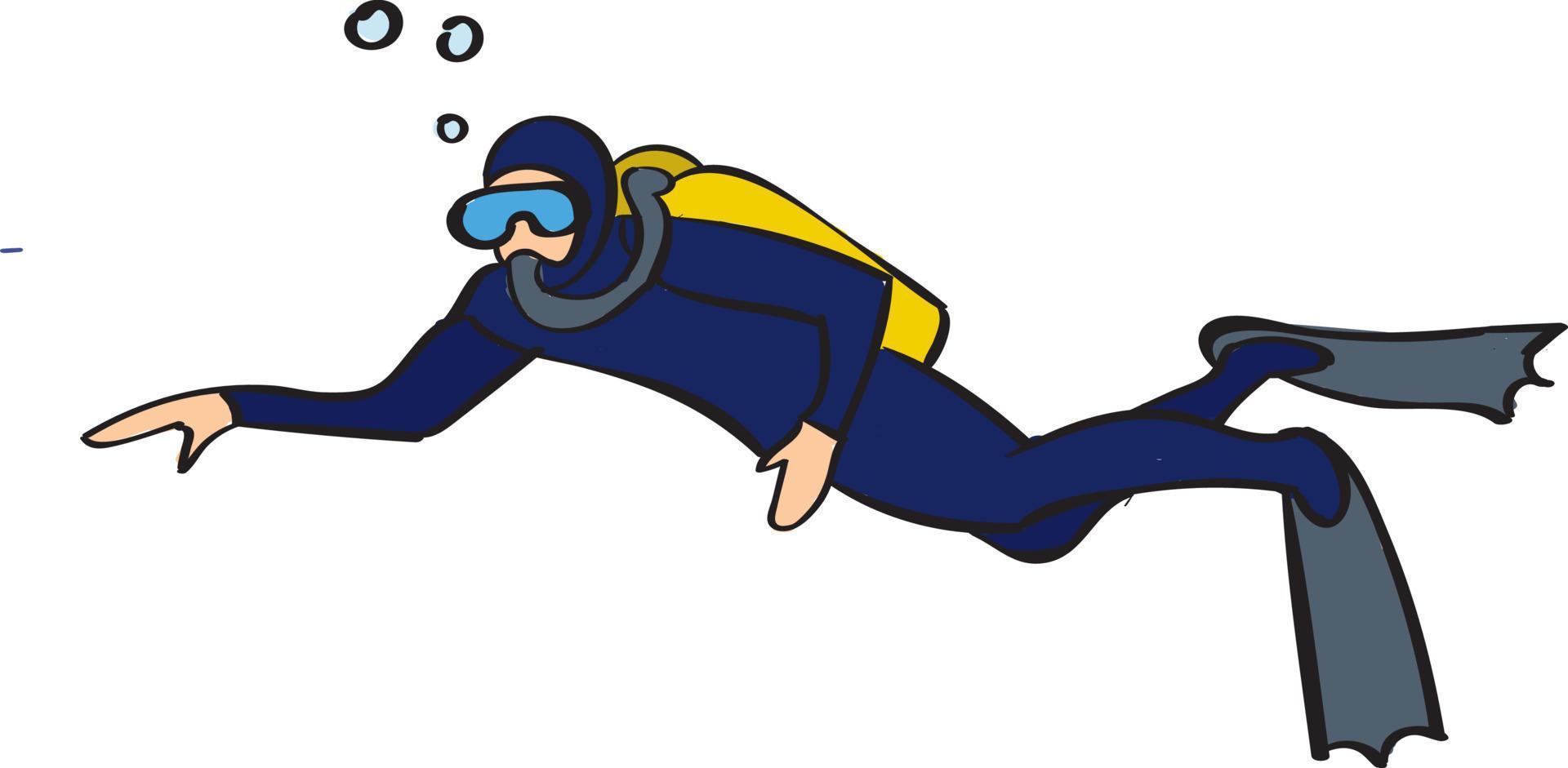 Diver, illustration, vector on white background.