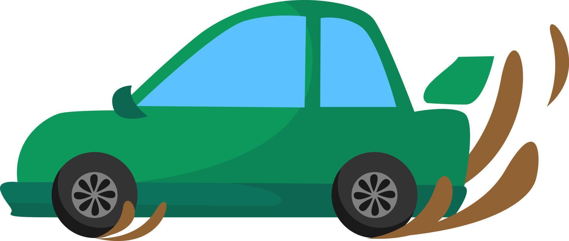 Green car, illustration, vector on white background.