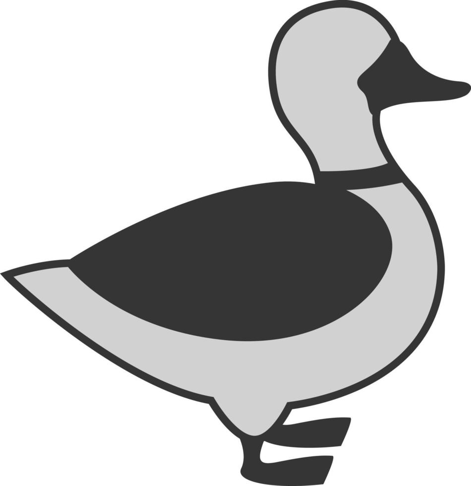 Grey duck, illustration, vector on white background.