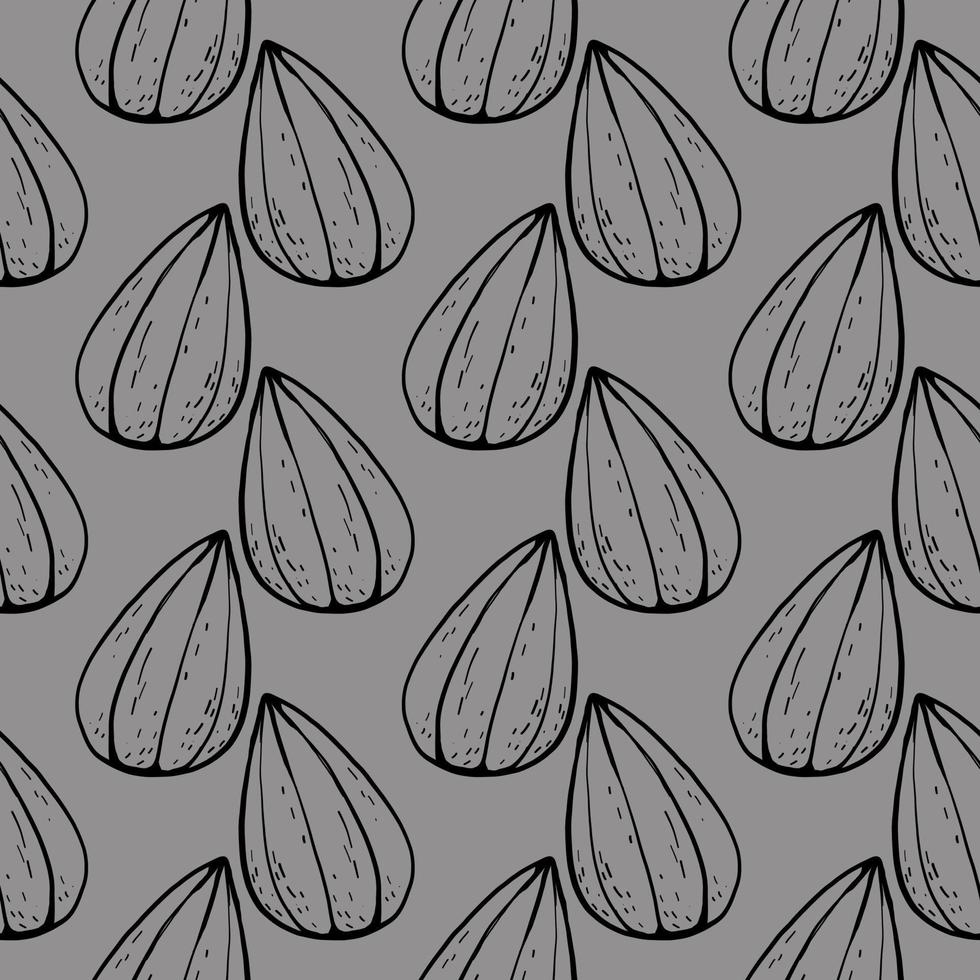 semilla de girasol, patrón sin costuras sobre fondo gris. vector