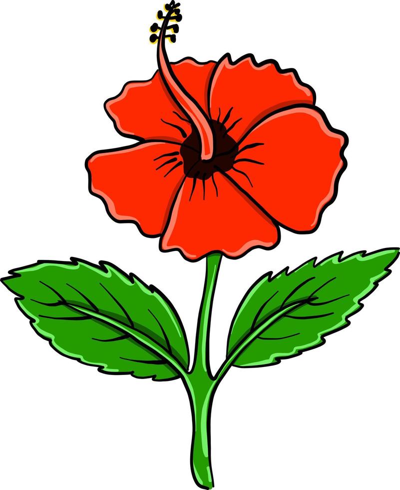 Red flower , illustration, vector on white background