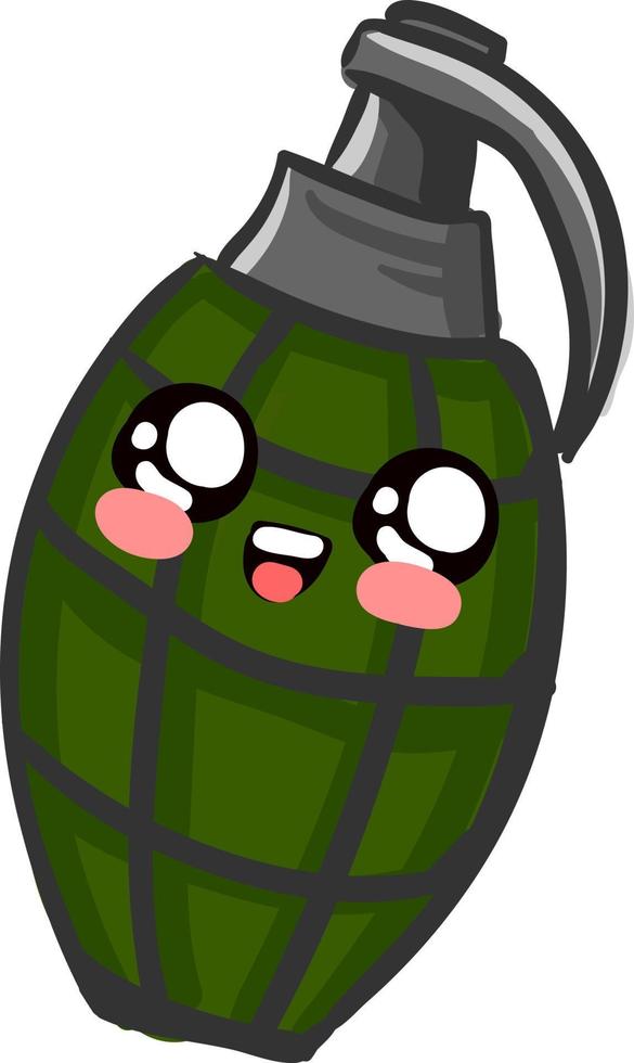 Green grenade, illustration, vector on white background