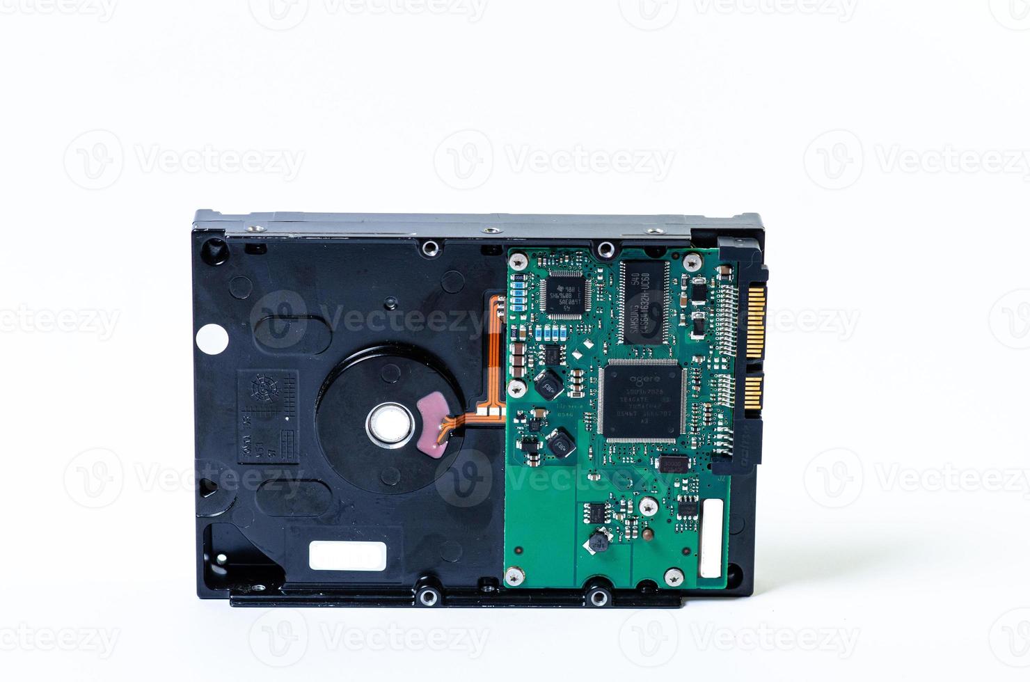 Hard disk drive HDD of different size isolated on white. photo