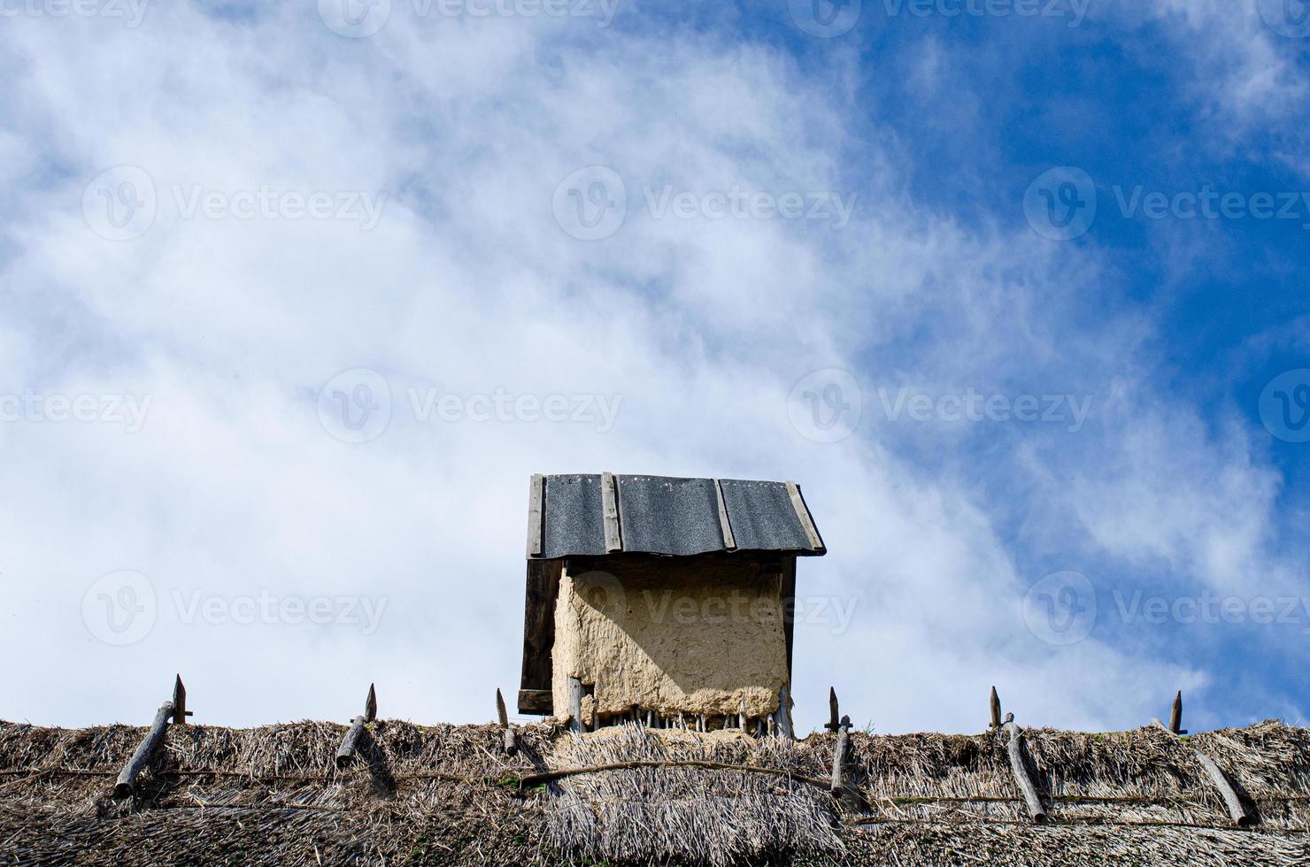 Old rural house with thatched roof photo