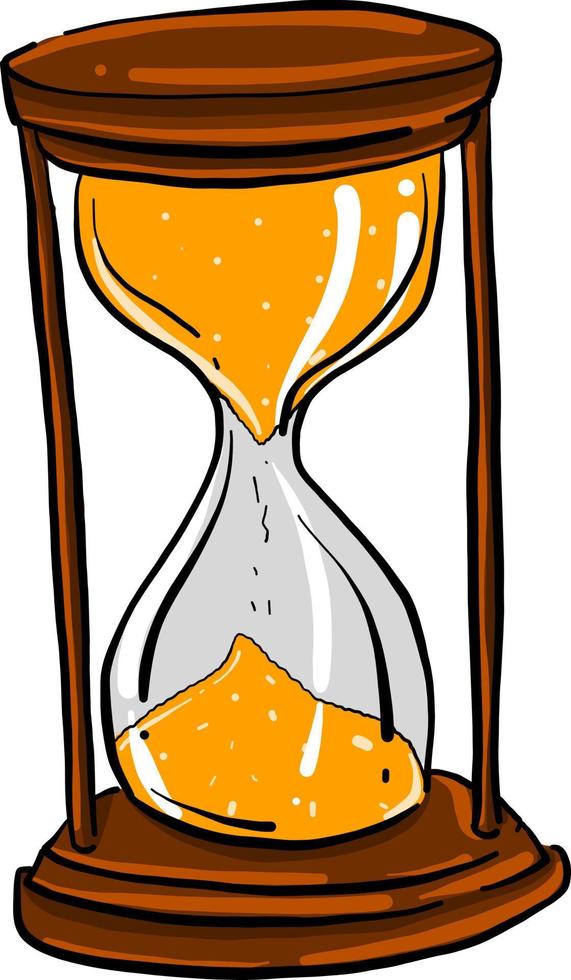 Sand watch, illustration, vector on white background