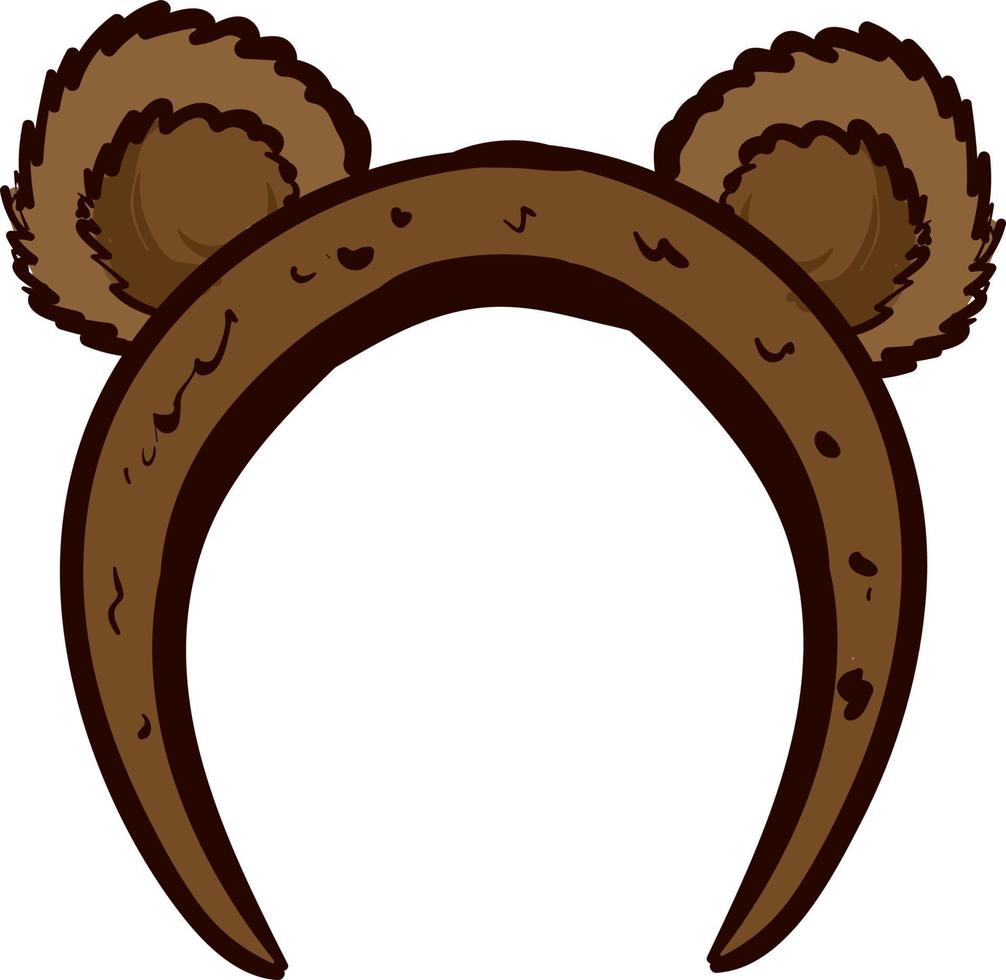 Cute bear ears headband, illustration, vector on white background.