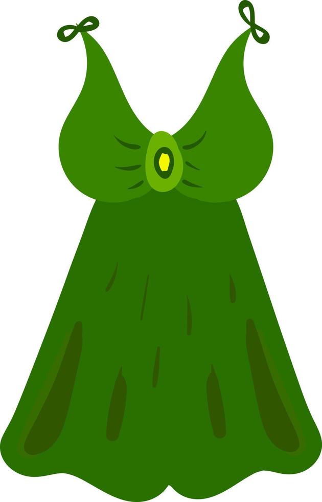 vestido verde, ilustración, vector sobre fondo blanco