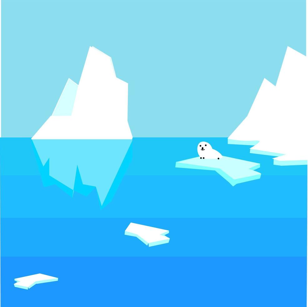 Big iceberg, illustration, vector on white background
