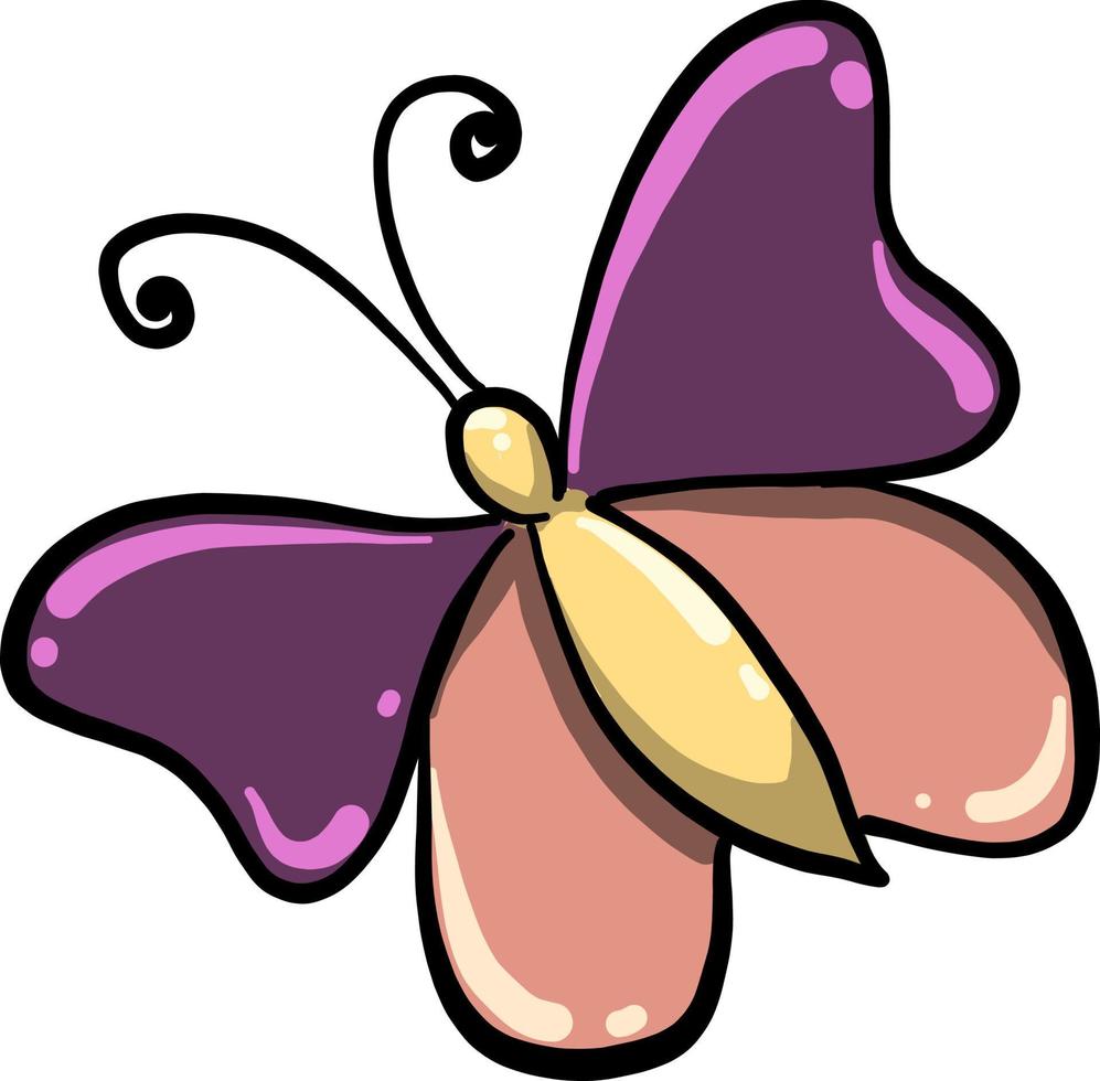 Pretty butterfly, illustration, vector on white background