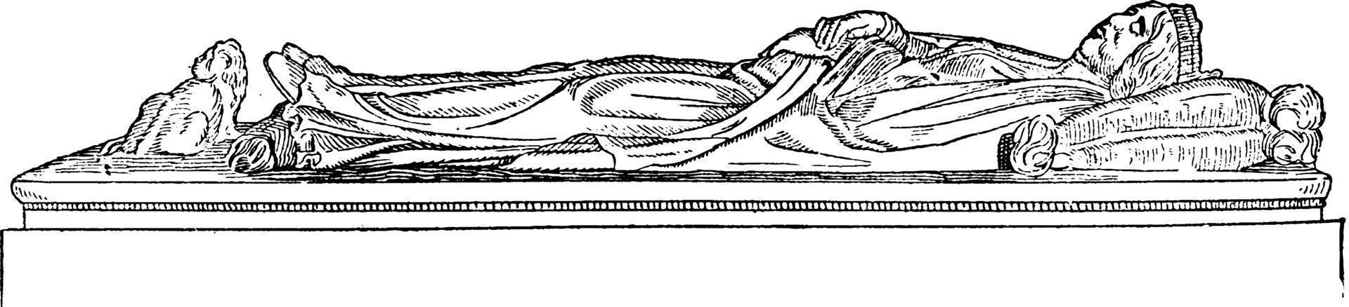 Recumbent Effigy of Queen Isabella, vintage illustration. vector