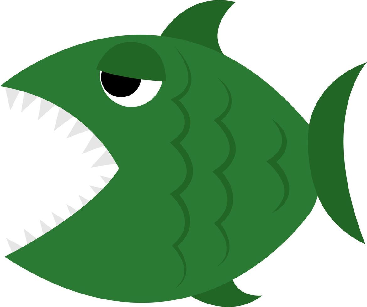 Green fish, illustration, vector on white background.