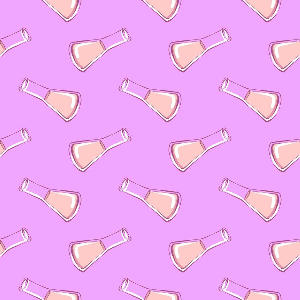 Chemical bottle , seamless pattern on a light purple background. vector
