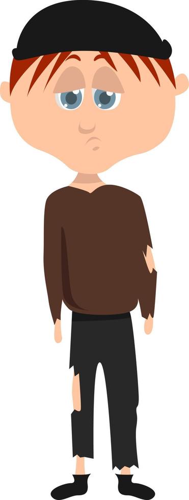 Homeless man , illustration, vector on white background