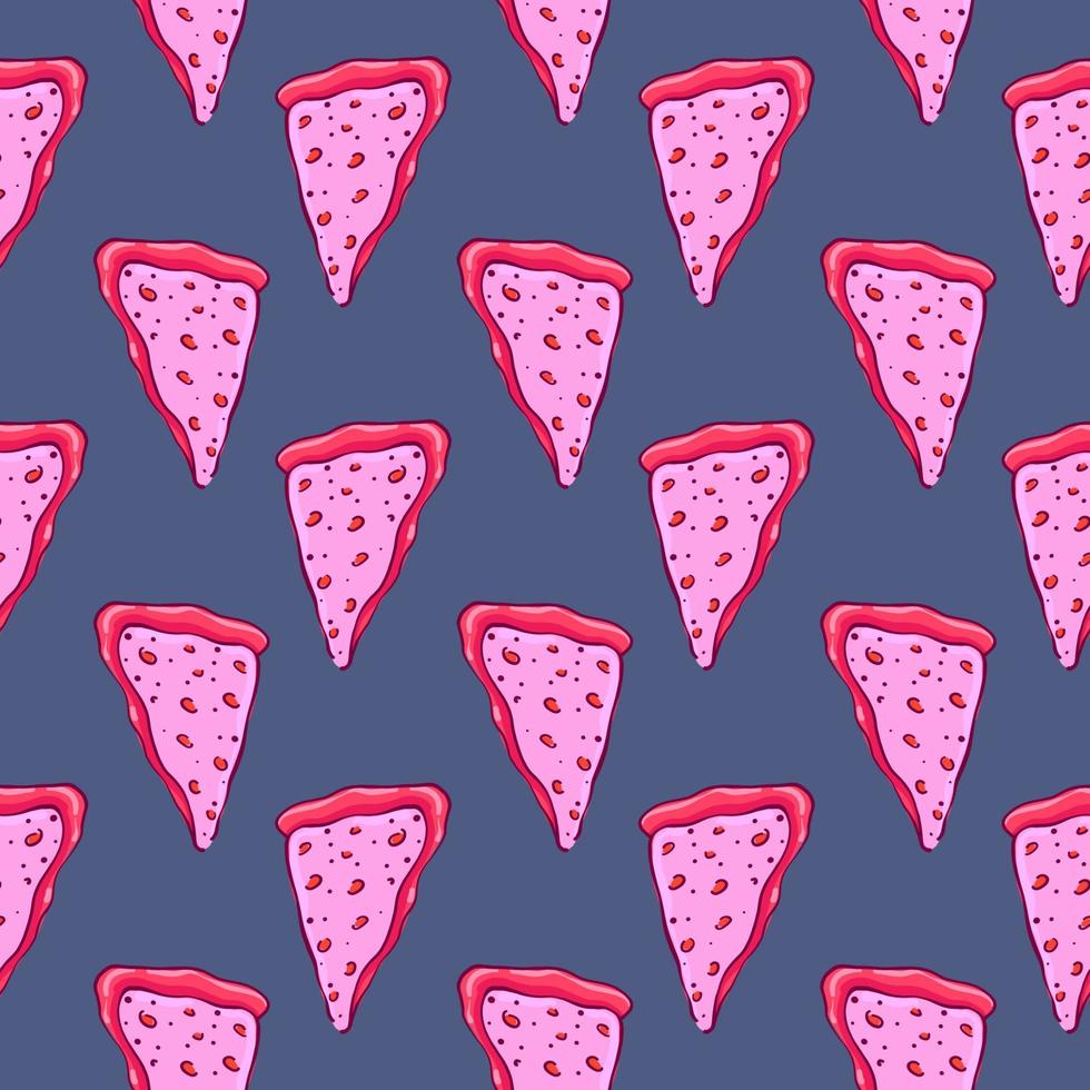 Delicous pizza , seamless pattern on a blue background. vector