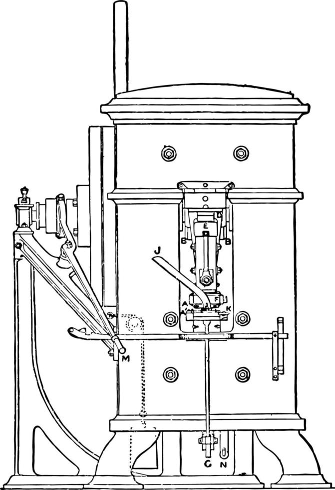 Minting Press from Royal Mint Front View vintage illustration. vector