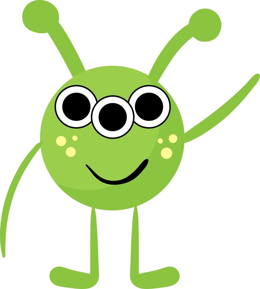 Cute three eyed alien, illustration, vector on white background.