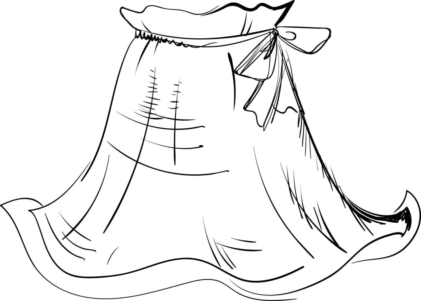 Woman skirt drawing, illustration, vector on white background.