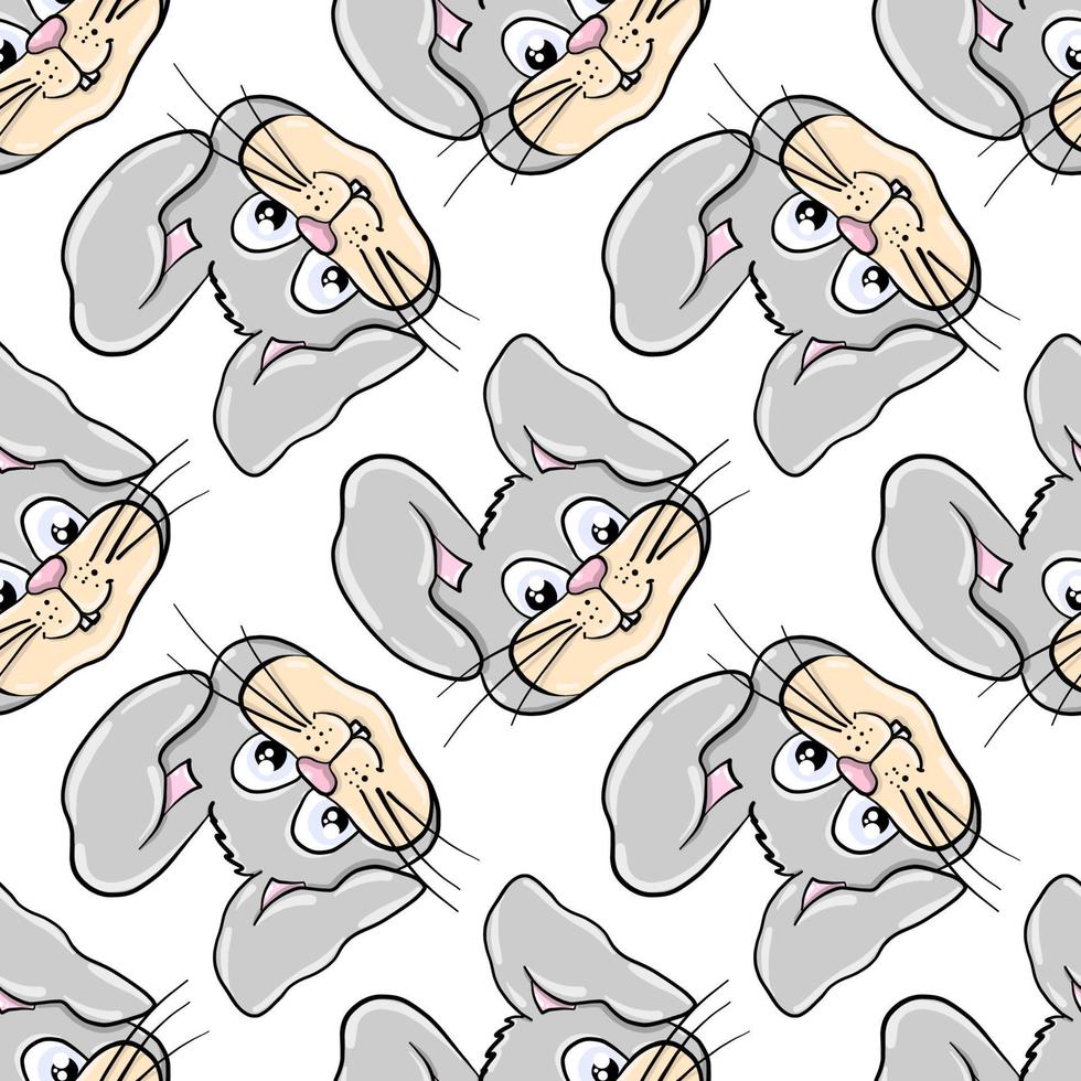 Bunny head pattern , illustration, vector on white background