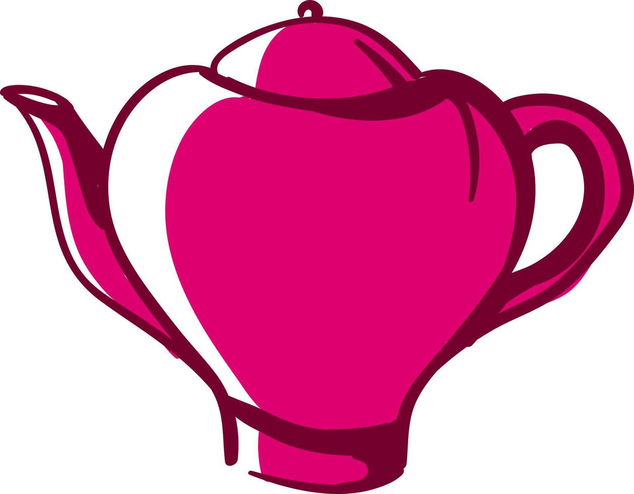 Pink tea pot, illustration, vector on white background