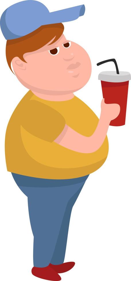 Man with a drink, illustration, vector on white background