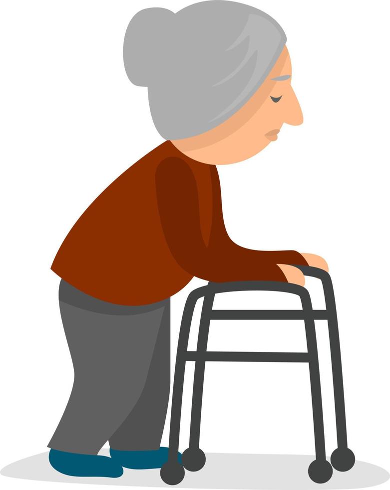 Old woman , illustration, vector on white background