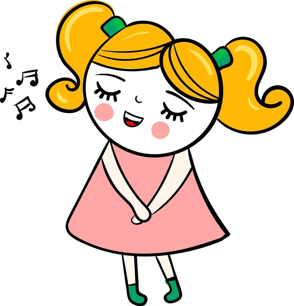 niña cantando, ilustración, vector sobre fondo blanco