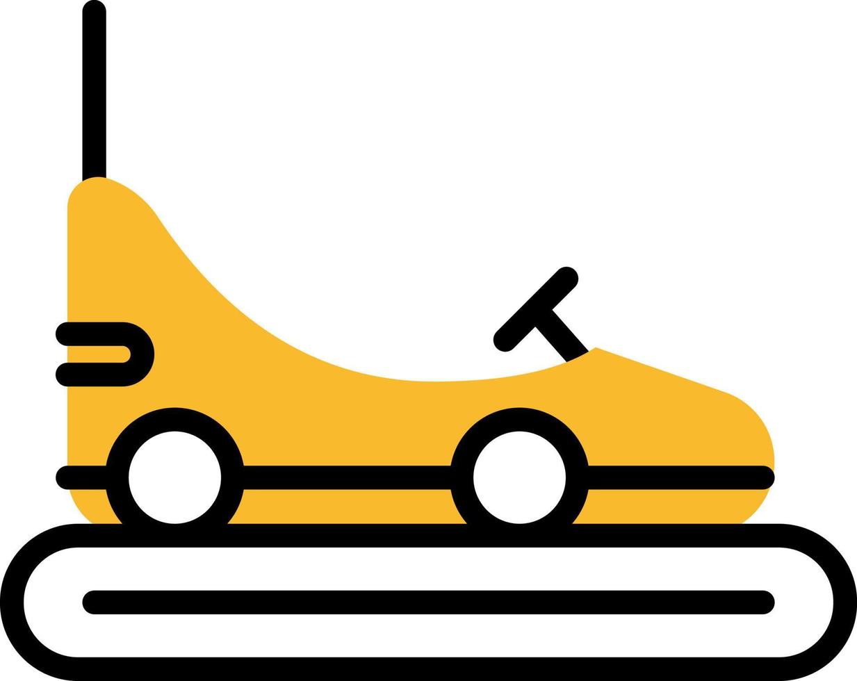 Yellow bumper car, illustration, vector on a white background.