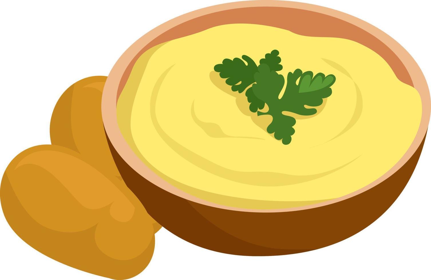 Mashed potatoes, illustration, vector on white background