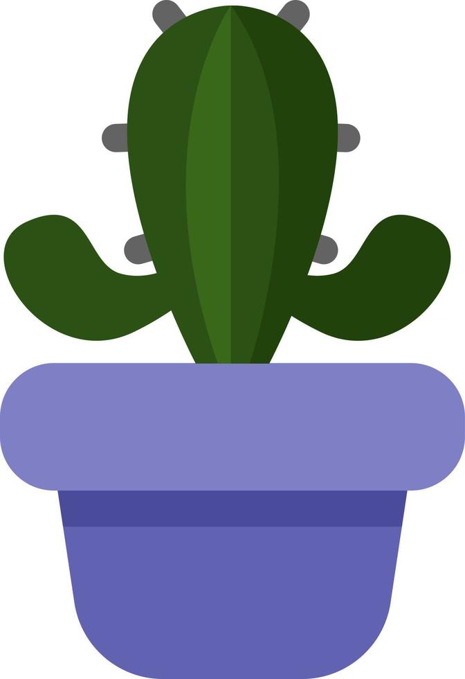 Teddy bear cholla cactus in a purple pot, icon illustration, vector on white background