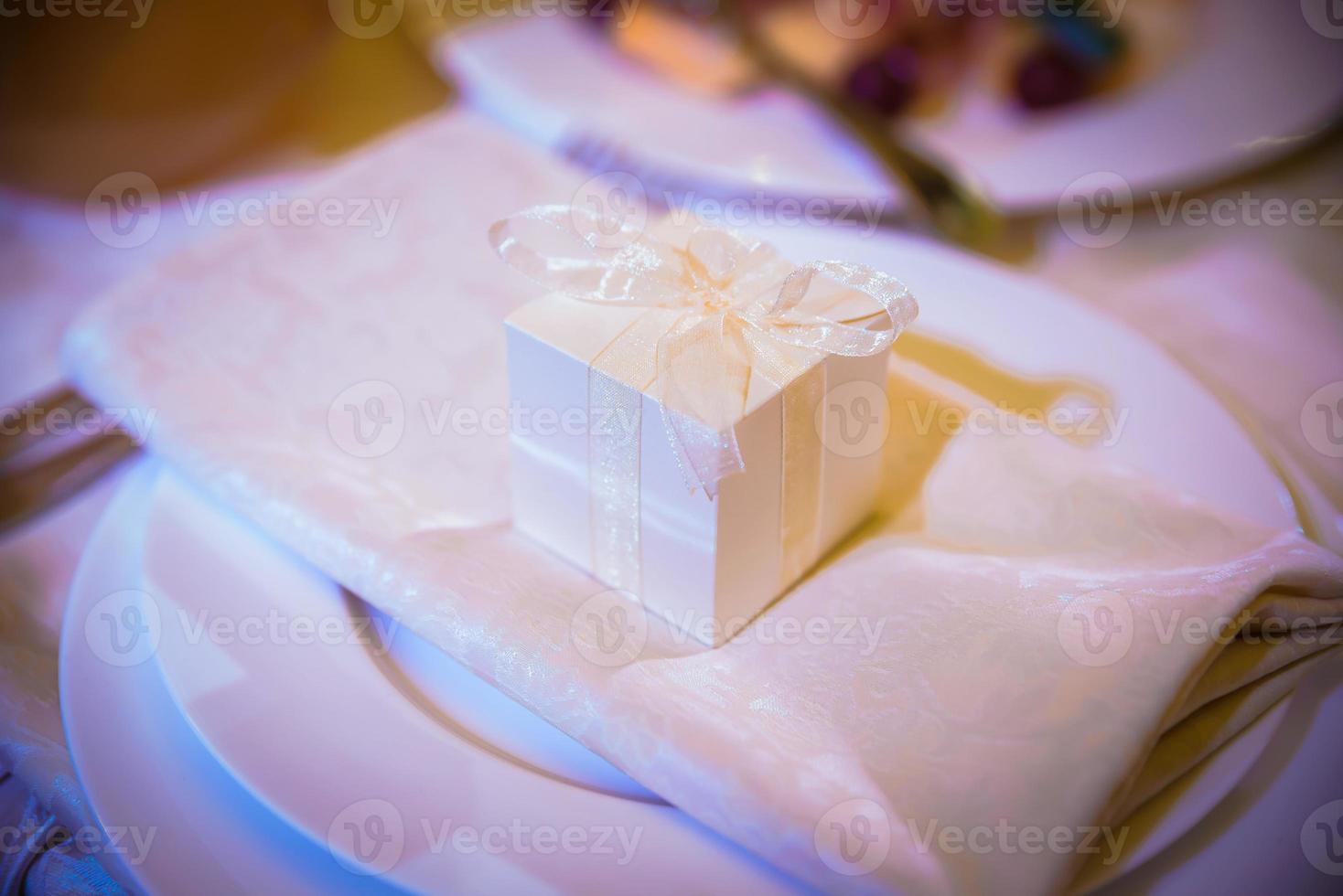 Decorated plate with fork and spoon. wedding Table restaurant photo