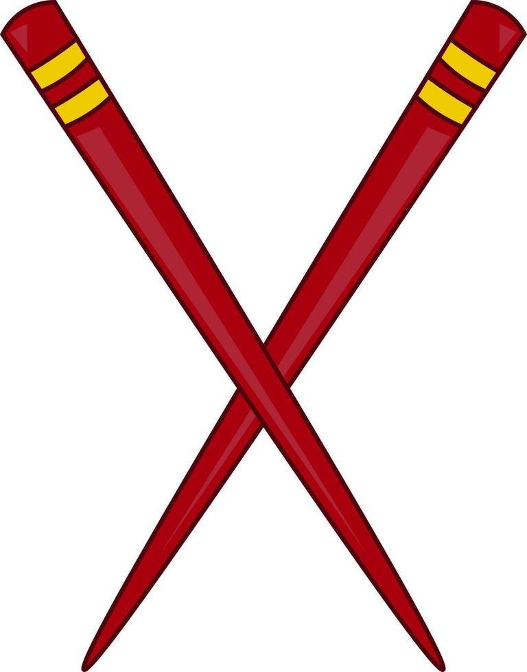 A red chopstick, vector or color illustration.