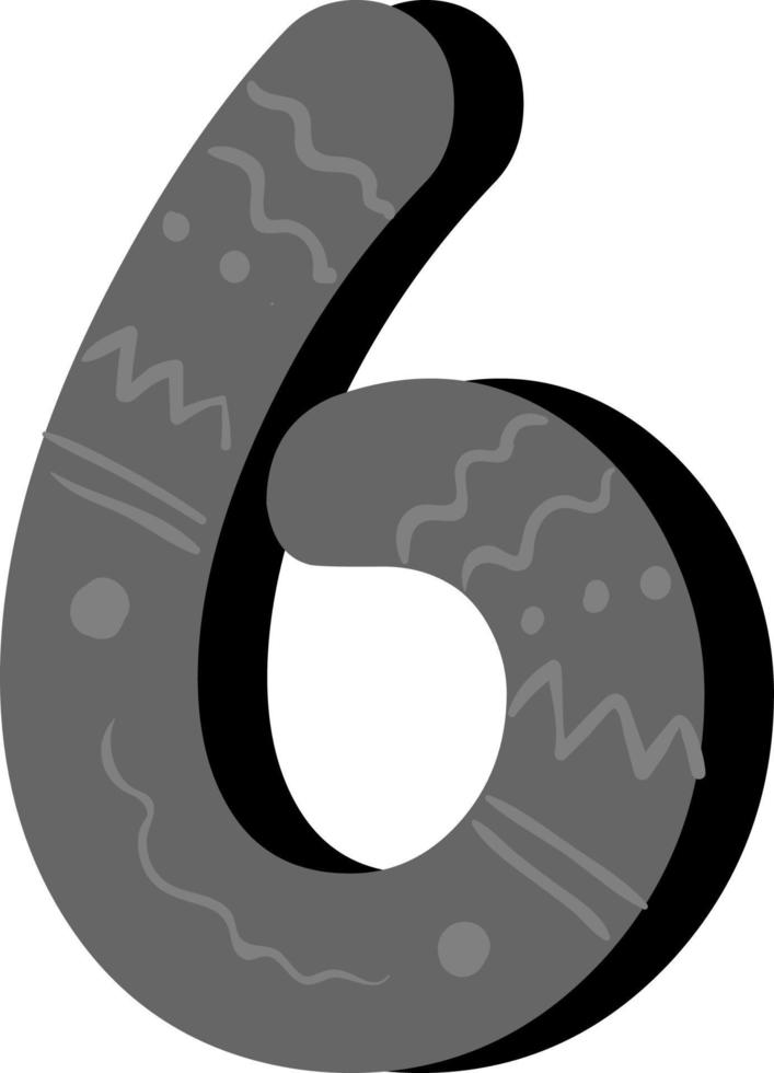 Gray number six, illustration, vector on white background.