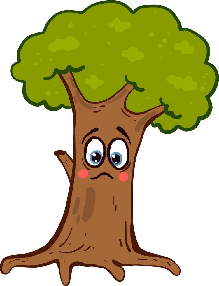Sad tall tree, illustration, vector on white background.