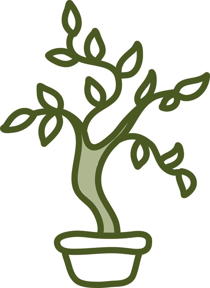 Bonsai tree in pot, illustration, vector on a white background.