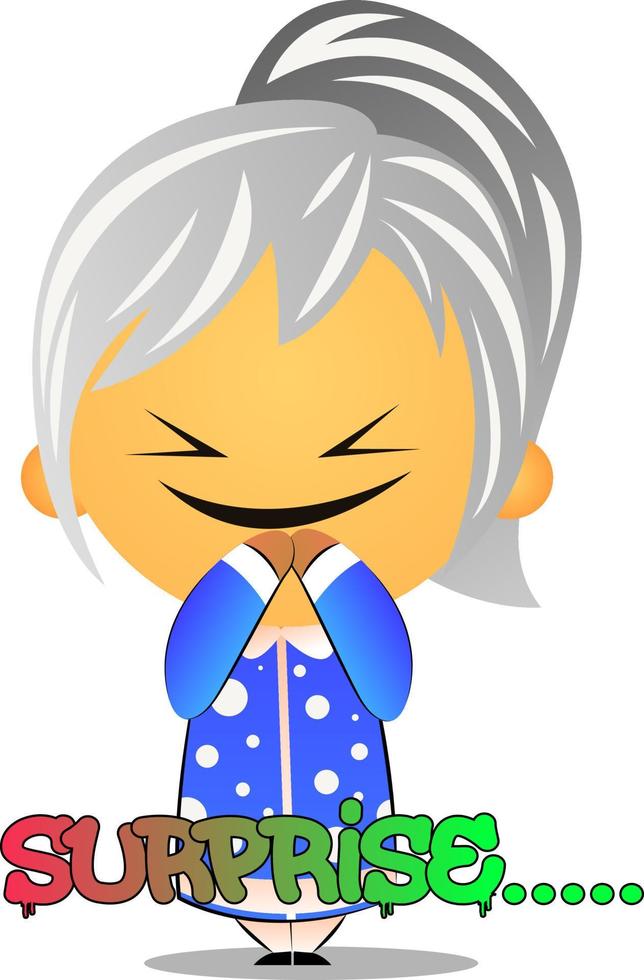 Grandma feeling exited, illustration, vector on white background.