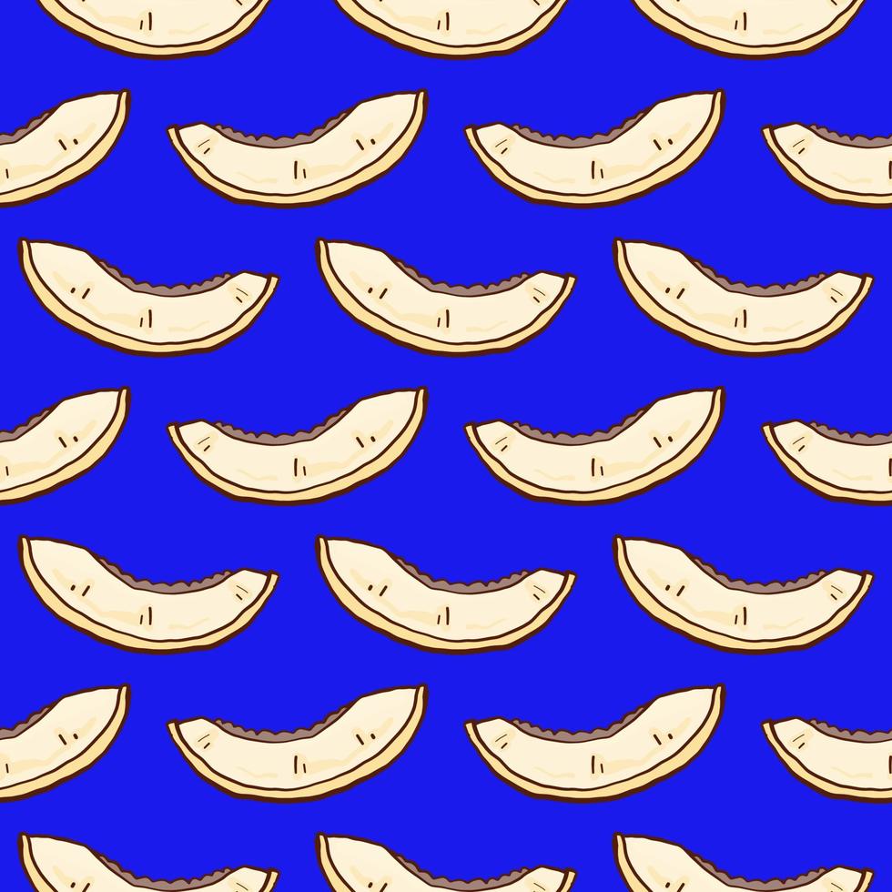 Melon slice , seamless pattern on a dark blue background. vector