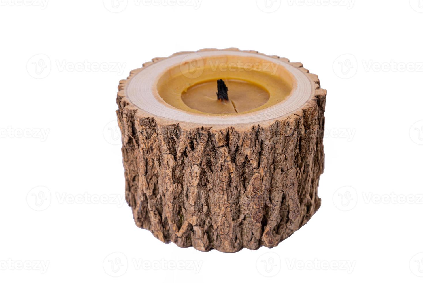 raw natural ash tree wood tea light candle holder house home ero waste decoration photo