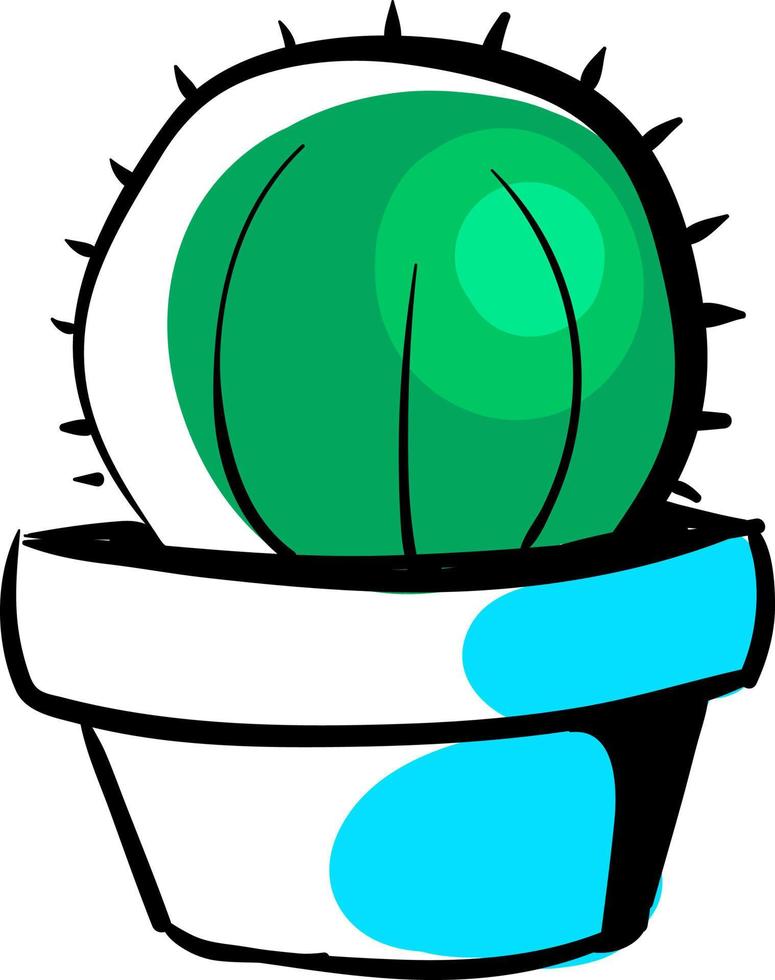 Cactus in pot, illustration, vector on white background.