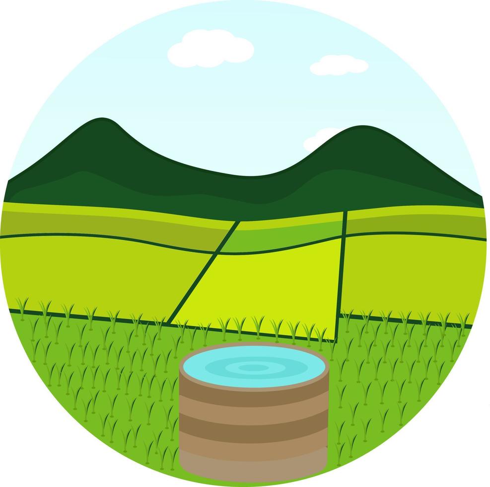 Green fields ,illustration, vector on white background.