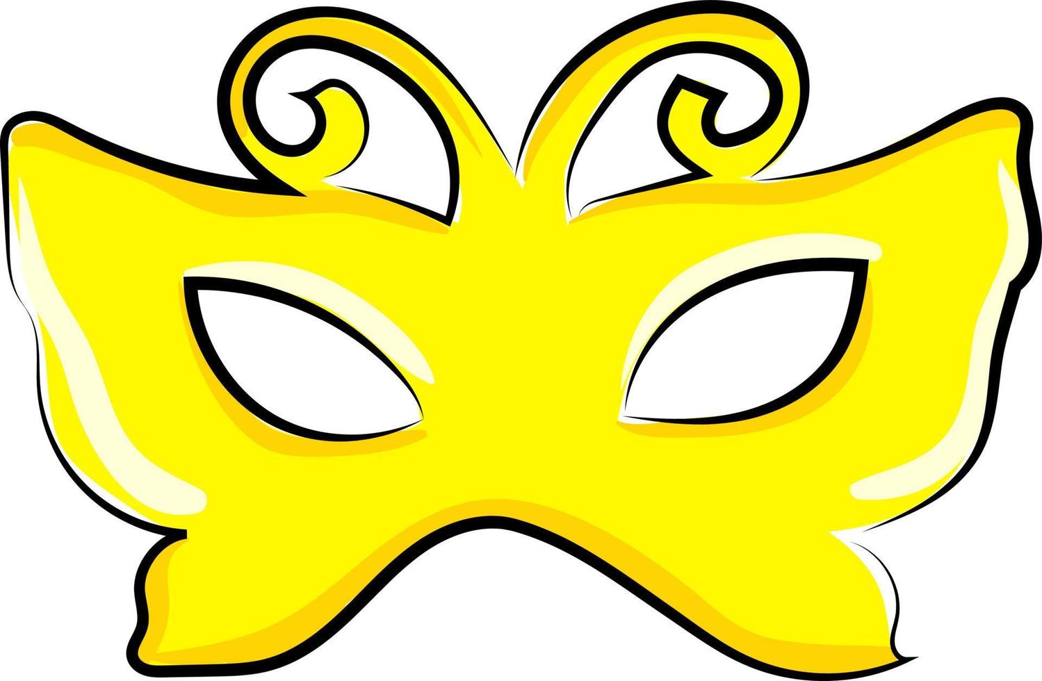 Yellow butterfly mask, illustration, vector on white background.