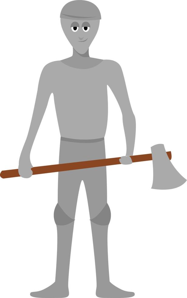 Man with big axe, illustration, vector on white background