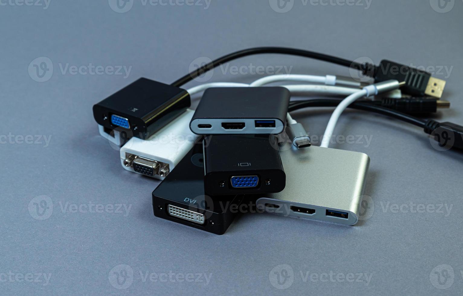 various converter cables adapters for computers and smartphones photo