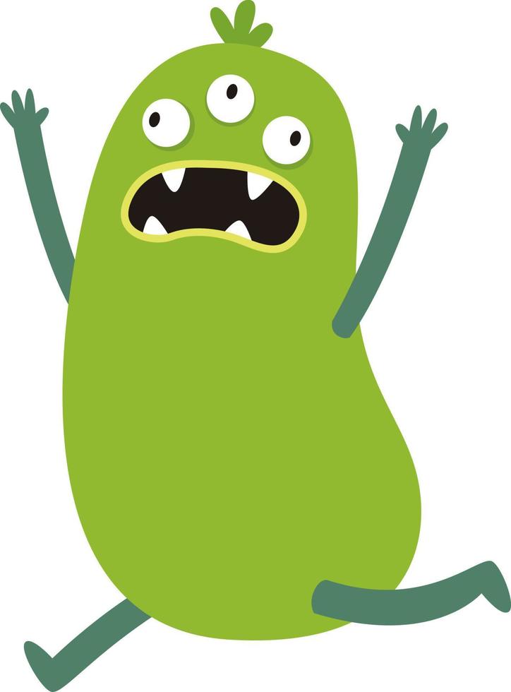 Scared monster, illustration, vector on white background.