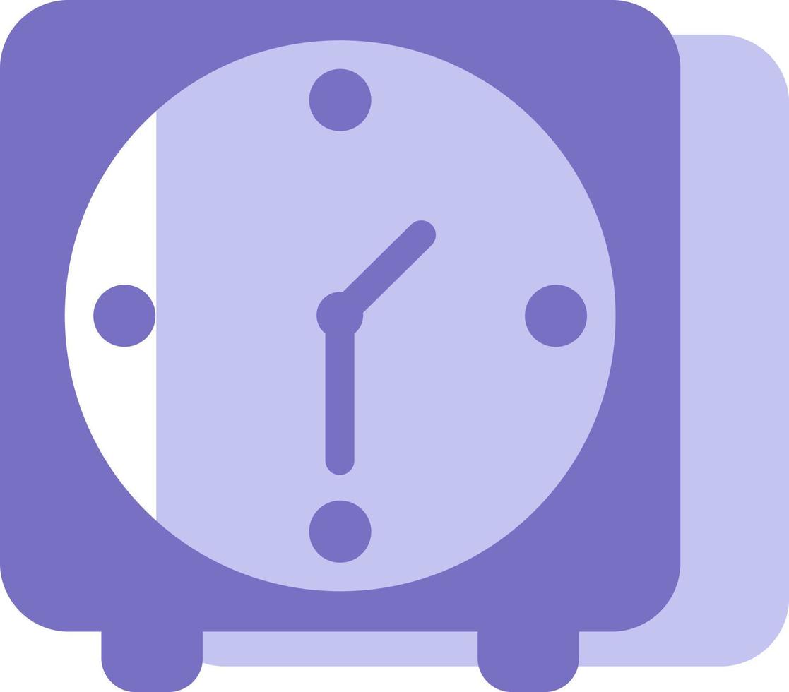 Purple square clock, illustration, vector on white background.