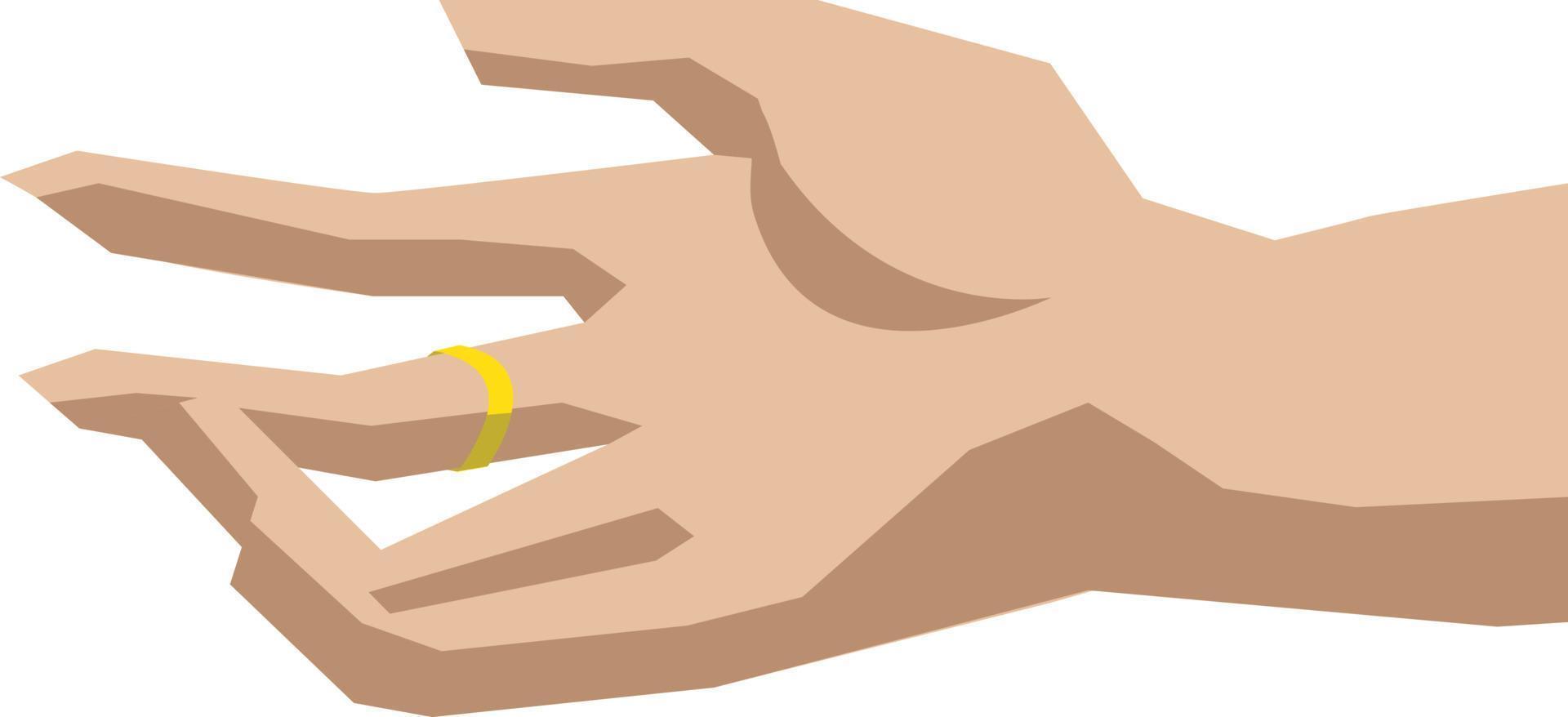 Hand with ring, illustration, vector on white background.