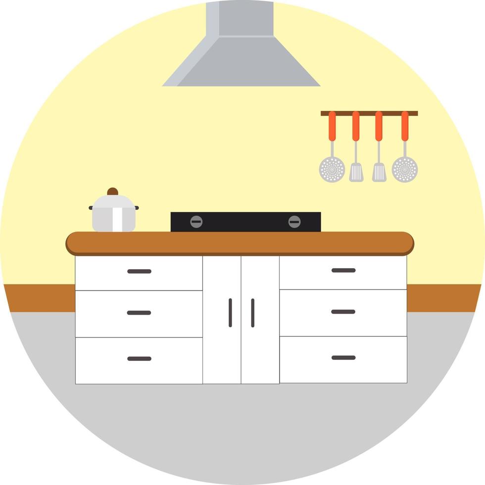 New kitchen ,illustration, vector on white background.